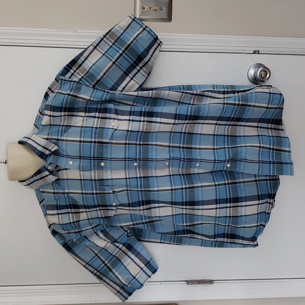 Wrangler Pearl Snap Blue Shirt Size XL